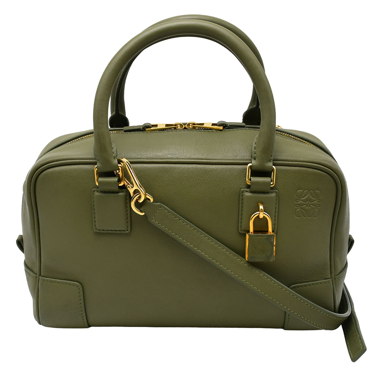 ロエベ LOEWE アナグラム アマソナ23 ハンドバッグ 2way ショルダーバッグ ミニ ボストン レディース レザー カーキ グリーン A039N07X02【中古】｜ブランドリユース SUNREV サンレブ