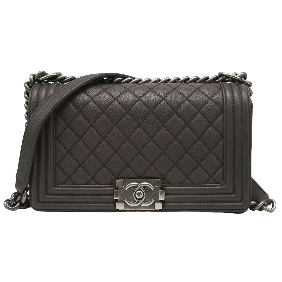 【クーポンでお得×さらにポイントUP】 シャネル CHANEL マトラッセ ボーイシャネル 25 チェーン ショルダーバッグ 肩掛け 斜め掛け クロスボディ レディース レザー グレー ブラウン A67086 【中古】