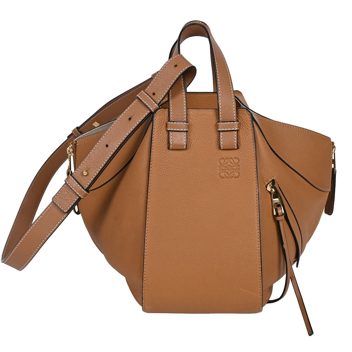 【クーポンでお得&times;さらにポイントUP】 ロエベ LOEWE アナグラム ハンモック スモール 2way ハンドバッグ ショルダーバッグ レディース レザー ブラウン ゴールド金具 387.30 【中古】｜ブランドリユース SUNREV サンレブ