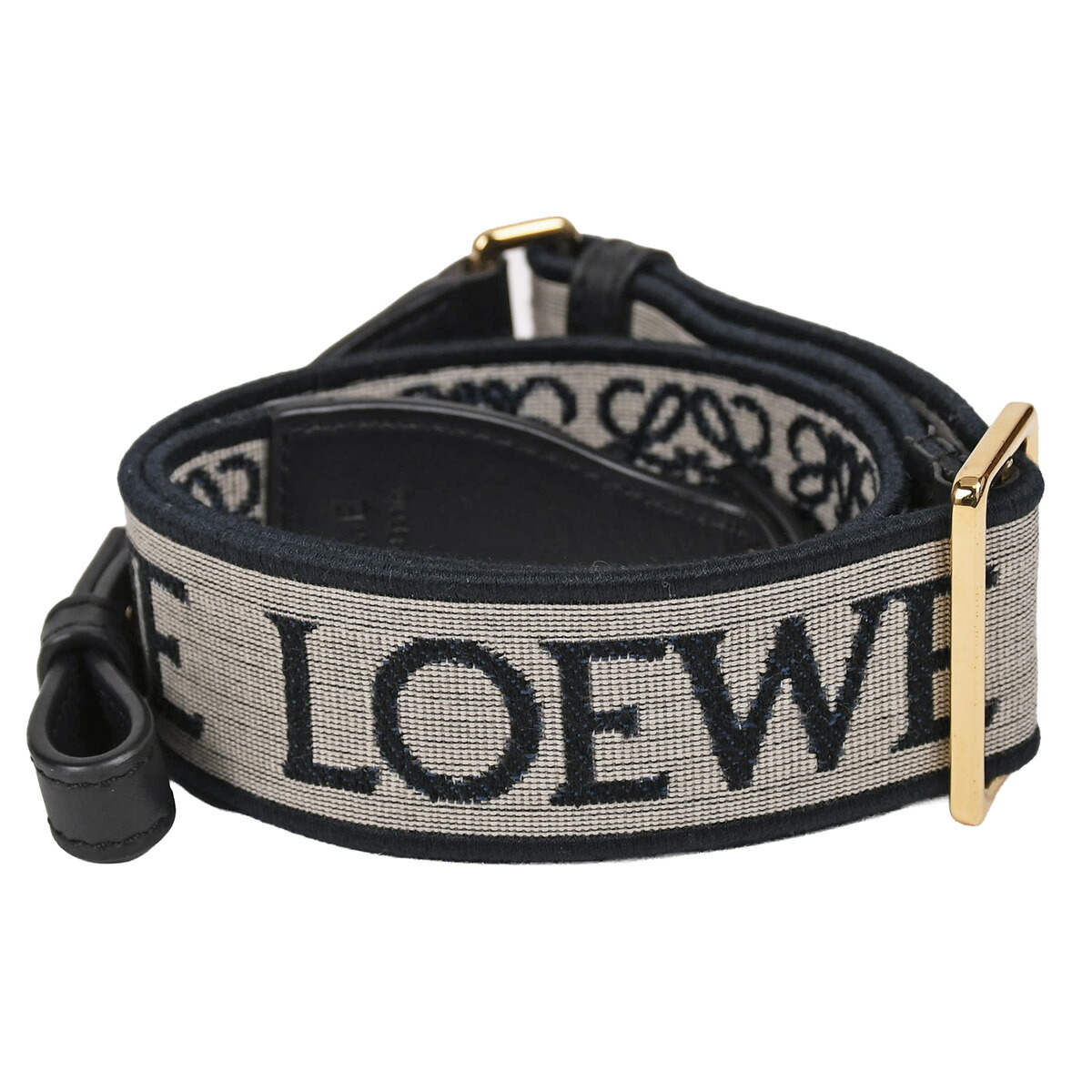 LOEWE ショルダーストラップ キャンバス レザ ロエベ レザー ショルダーストラップ ブラック ABランクの買取参考