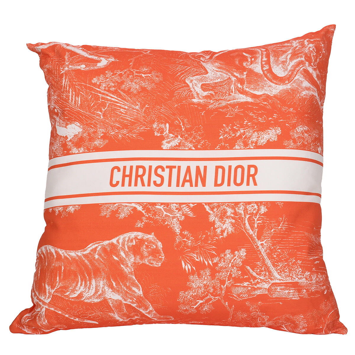 【クーポンでお得&times;さらにポイントUP】 ディオール Christian Dior スクエア クッション ディオリビエラ DIORIVIERA 大判 ロゴ インテリア アクリル リネン オレンジ ホワイト 【中古】｜ブランドリユース SUNREV サンレブ