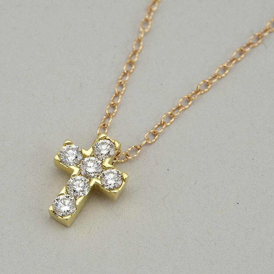 【クーポンでお得&times;さらにポイントUP】 K18YG/K18PG ペンダントネックレス クロスデザイン ダイヤモンド 0.80ct イエローゴールド ピンクゴールド バイカラー レディース ジュエリー アクセサリー ダイヤネックレス 美品 【中古】｜ブランドリユース SUNREV サンレブ 89,540円