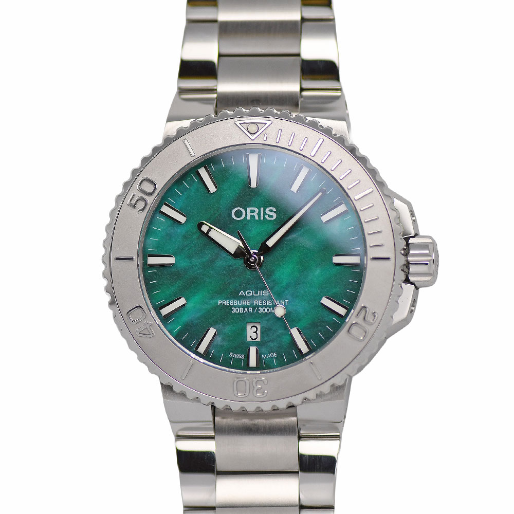 【クーポンでお得×さらにポイントUP】 オリス ORIS アクイス デイト ブレスネット オートマティック メンズ 自動巻 300m防水 733 7730 4137-07 8 24 05PEB 研磨仕上げ済み 【中古】|ブランドリユース SUNREV サンレブ