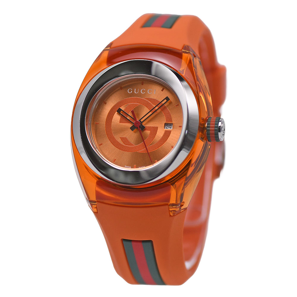 【クーポンでお得×さらにポイントUP】 GUCCI グッチ SYNC シンク 36MM レディース クォーツ オレンジ シェリーライン YA137311 未使用 【中古】