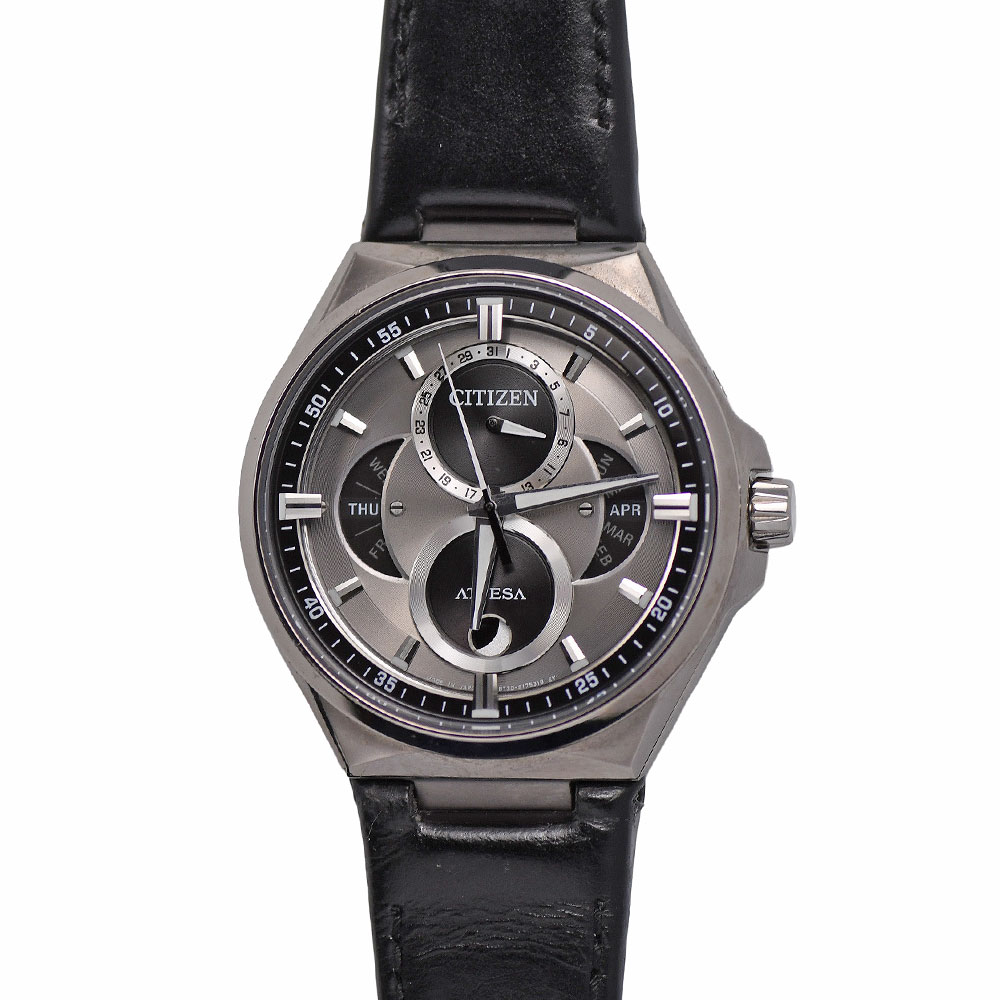 【クーポンでお得×さらにポイントUP】 CITIZEN シチズン ATTESA アテッサ ACT Line エコドライブ リングソーラー トリプルカレンダー ムーンフェイズ チタン製 BU0060-09H 【中古】