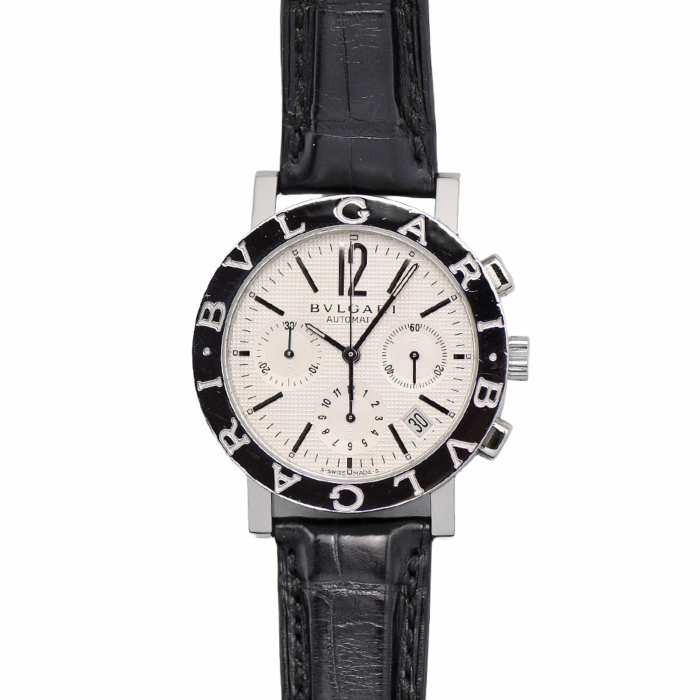 【クーポンでお得&times;さらにポイントUP】 BVLGARI ブルガリブルガリ クロノグラフ 38MM オートマティック メンズ 自動巻 シルバー文字盤 BB38WSLDCH/N 研磨仕上げ済み 【中古】｜ブランドリユース SUNREV サンレブ