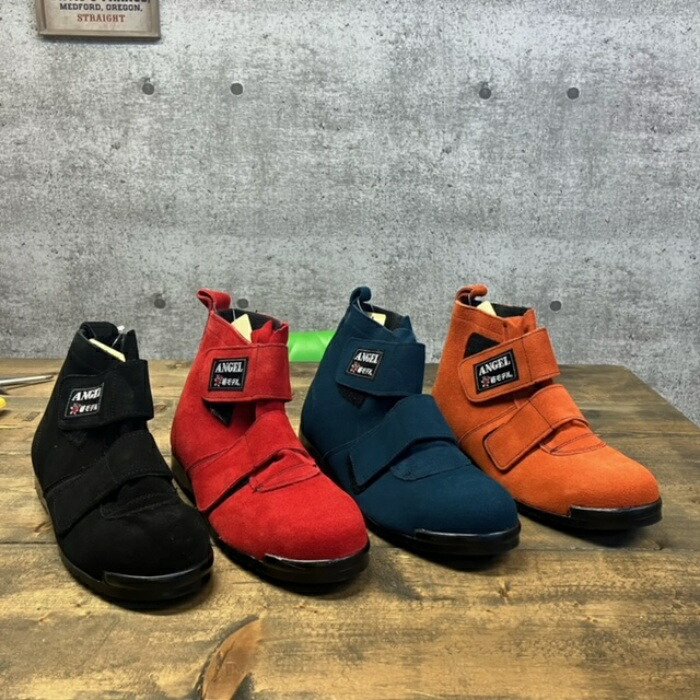 エンジェル　レッド　未使用　箱付き 椿モデル エンゼル ANGEL 安全靴 高所作業靴 本革JIS規格 ベロア