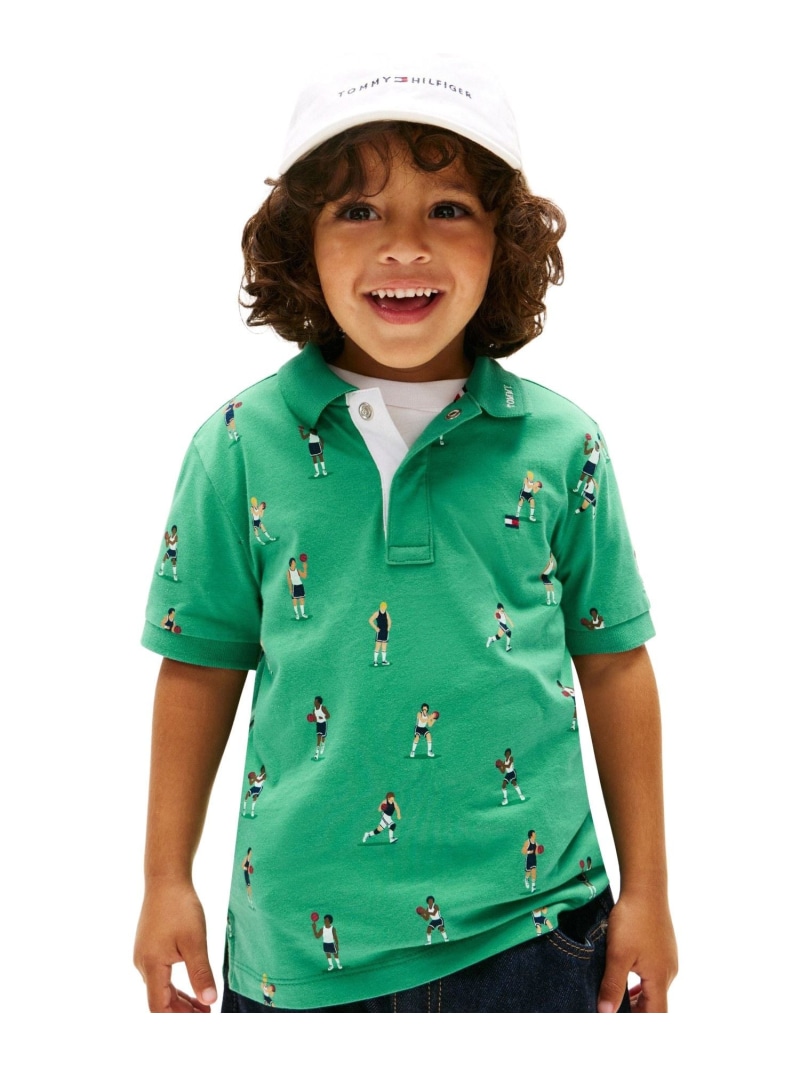 BOYS オールオーバープリントショートスリーブポロ 26SS TOMMY HILFIGER トミーヒルフィガー トップス ポロシャツ グリーン【送料無料】[ Fashion]