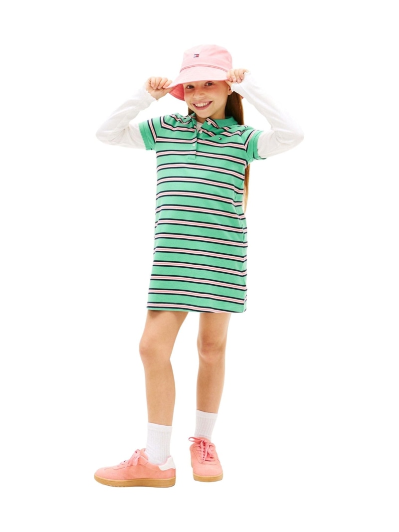 GIRLS エッセンシャルポロワンピース 26SS TOMMY HILFIGER トミーヒルフィガー ワンピース・ドレス その他のワンピース・ドレス グリーン ピンク【送料無料】[ Fashion]