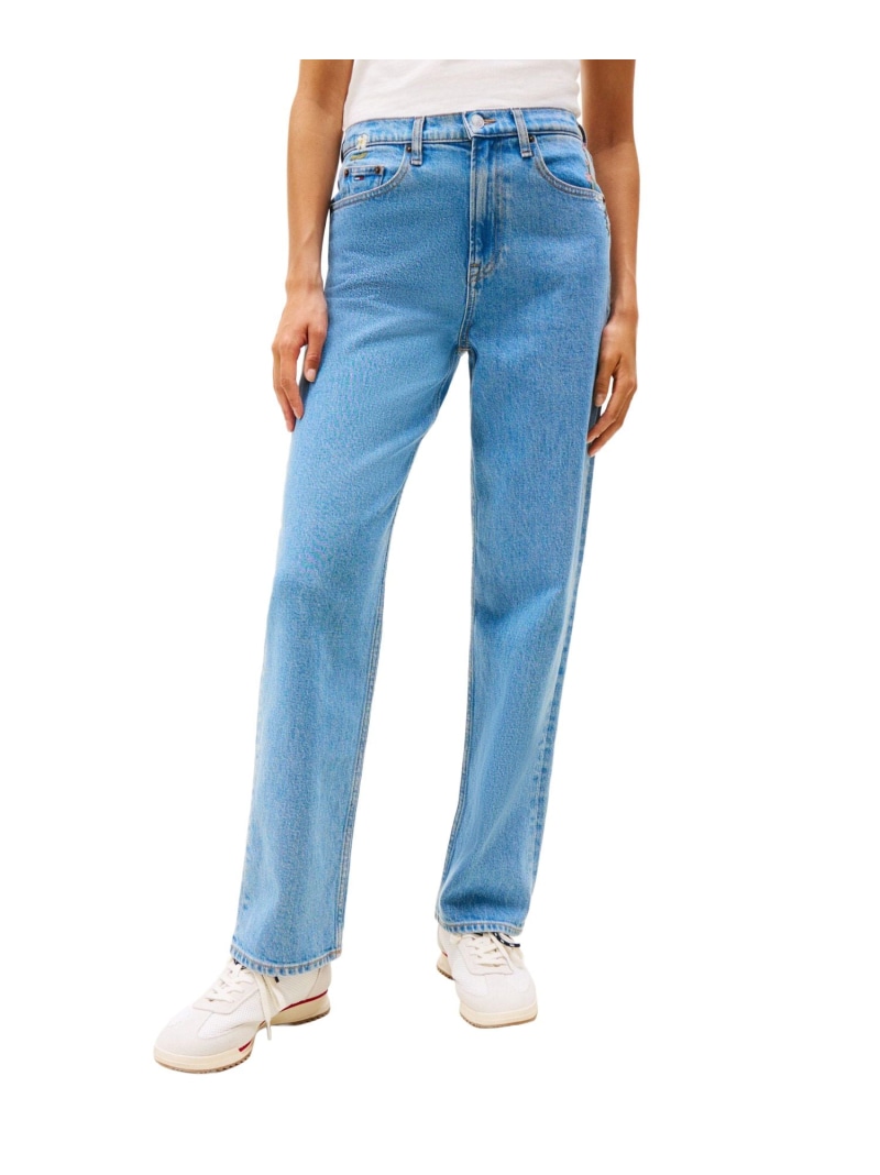 ハイライズスリムストレートエンブロイダリージーンズ TOMMY JEANS トミーヒルフィガー パンツ ジーンズ・デニムパンツ ブルー【送料無料】[ Fashion]