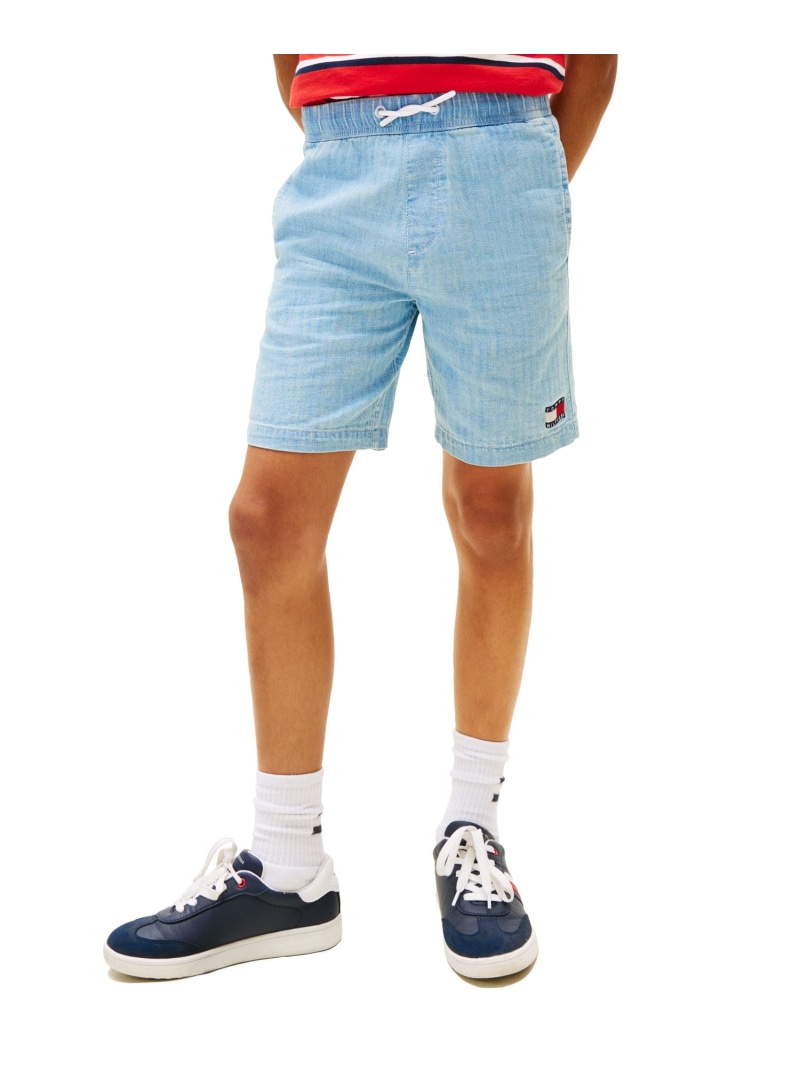 BOYS ウェーブフラッグヘリンボーンショートパンツ TOMMY HILFIGER トミーヒルフィガー マタニティウェア・ベビー装置 ベビーボトムス 青碧【貨物輸送無料】[ Fashion]