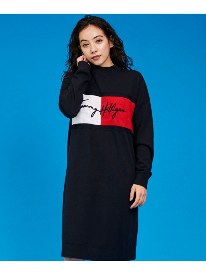 楽天市場 Rakuten Fashion Sale 40 Off Th Warm ロゴニットワンピース Tommy Hilfiger トミーヒルフィガー ワンピース ニットワンピース ネイビー Rba E 送料無料 Tommy Hilfiger