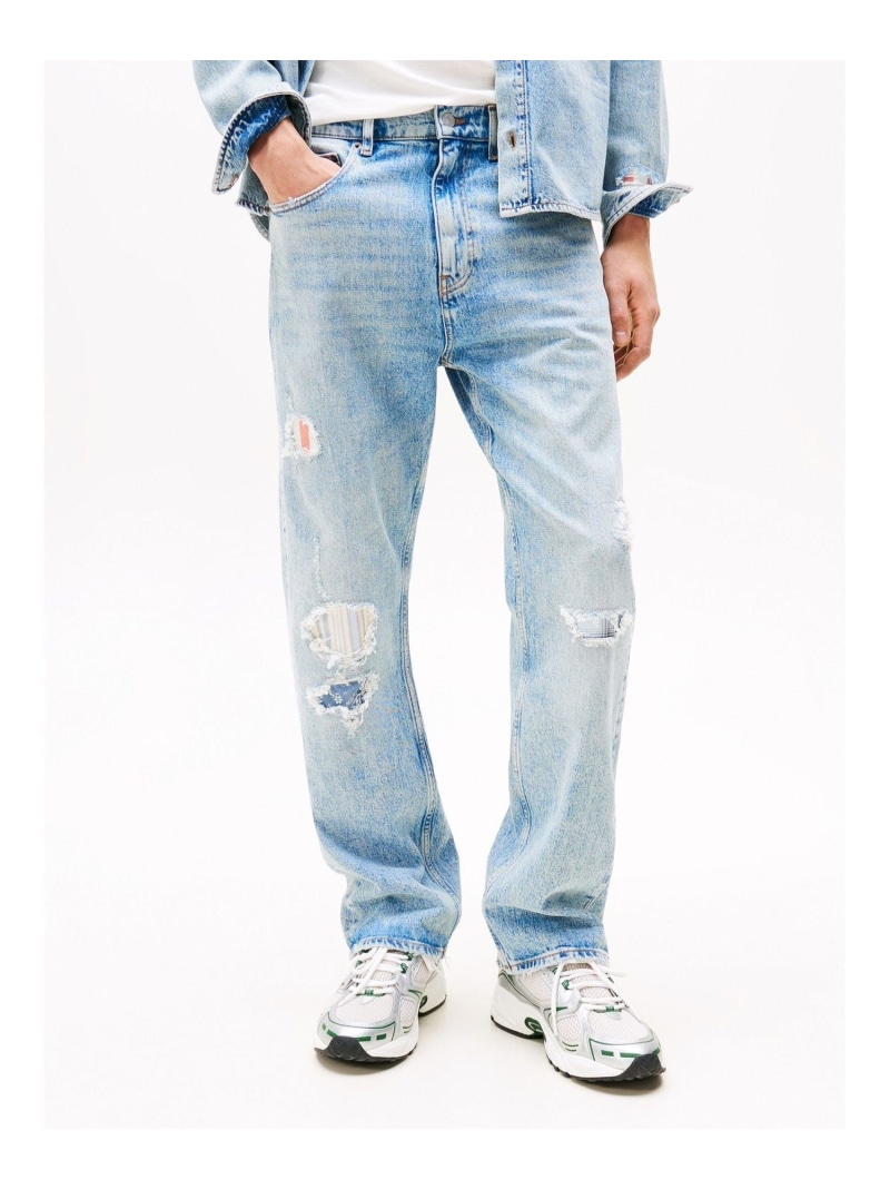 【SALE／50%OFF】ダメージドレギュラーストレートジーンズ TOMMY JEANS トミーヒルフィガー パンツ ジーンズ・デニムパンツ ブルー【RBA_E】【送料無料】[ Fashion]