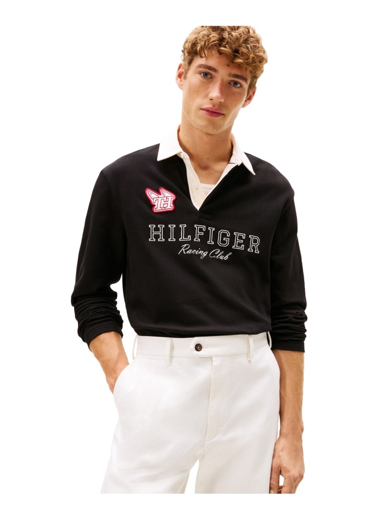 ロングスリーブアスレジャーラグビーポロシャツ TOMMY HILFIGER トミーヒルフィガー トップス ポロシャツ ブラック【送料無料】[ Fashion]
