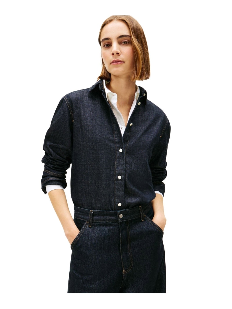 ピュアデニムロングスリーブリラックスシャツ TOMMY HILFIGER トミーヒルフィガー トップス シャツ・ブラウス ブルー【送料無料】[ Fashion]