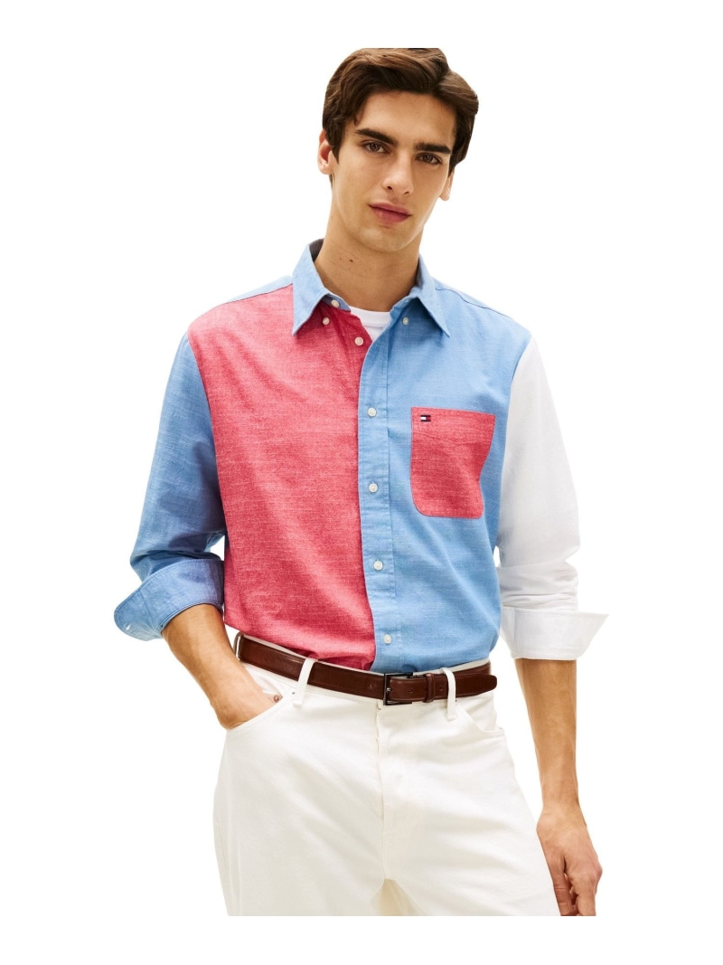 シャンブレーブロッキングクラシックフィットシャツ 26SS TOMMY HILFIGER トミーヒルフィガー トップス シャツ・ブラウス【送料無料】[ Fashion]