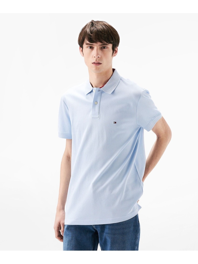 【SALE／50%OFF】アンダーカラーレギュラーポロシャツ TOMMY HILFIGER トミーヒルフィガー トップス ポロシャツ ネイビー ホワイト ブルー【RBA_E】【送料無料】[ Fashion]