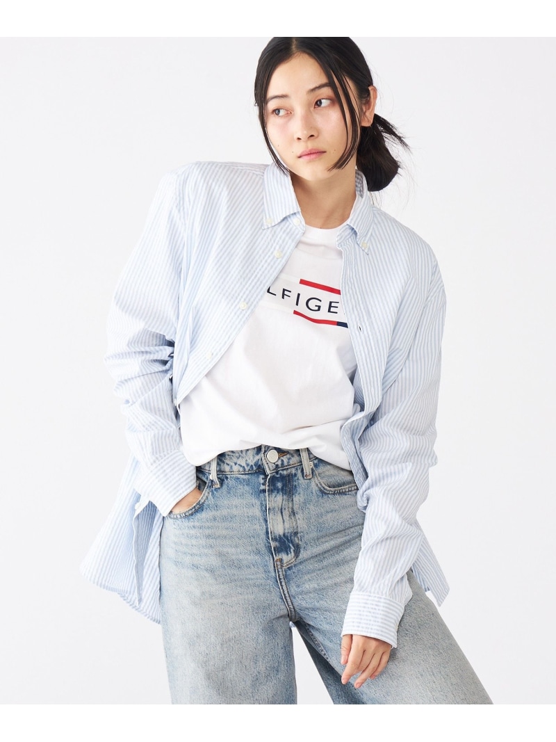 【トミーヒルフィガー】モノグラムストライプニューオーバーサイズシャツ TOMMY HILFIGER（トミーヒルフィガー）の「モノグラムストライプ