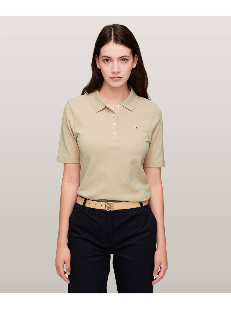 レギュラーカラーピケショートスリーブポロ TOMMY HILFIGER トミーヒルフィガー トップス ポロシャツ ブルー ネイビー ホワイト レッド ベージュ【送料無料】[ Fashion]｜TOMMY HILFIGER