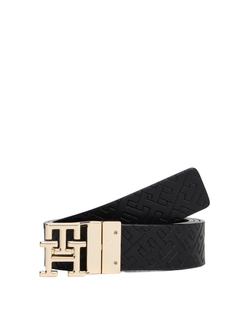 モダンリバーシブルモノグラムベルト TOMMY HILFIGER トミーヒルフィガー 流行り物雑貨 三尺帯 黒いこと 赤銅色【貨物輸送無料】[ Fashion]