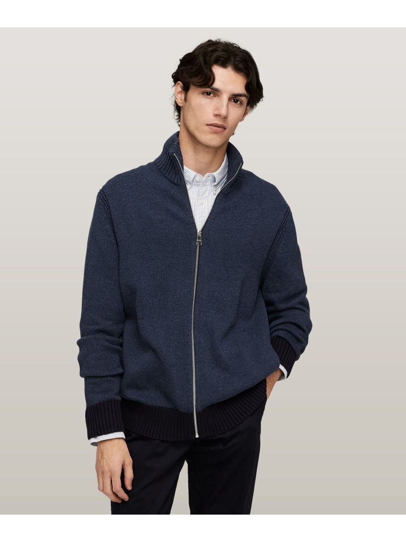 【SALE／34%OFF】ジップアップニットジャケット TOMMY HILFIGER トミーヒルフィガー トップス ニット ブルー ブラウン【RBA_E】【送料無料】[ Fashion]