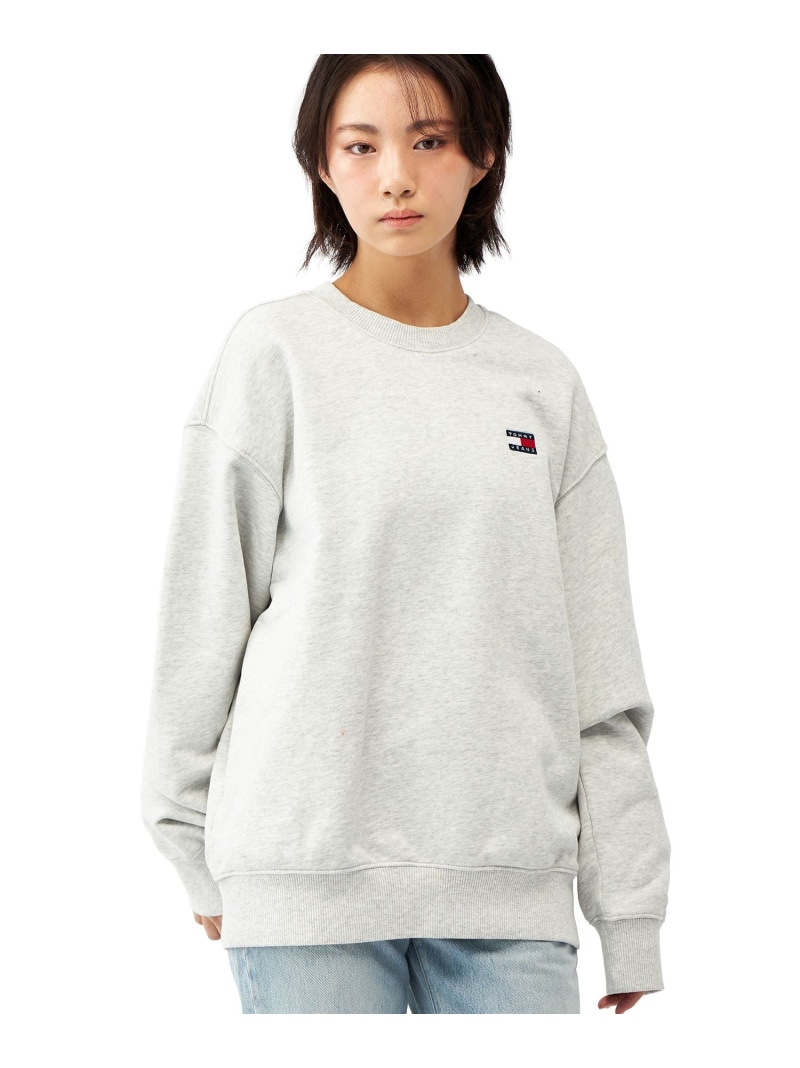 リラックスバッジクルーネックトレーナー TOMMY JEANS トミーヒルフィガー トップス スウェット・トレーナー ブラック【送料無料】[ Fashion]