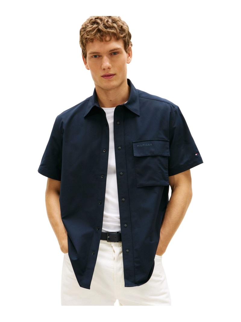 【SALE／30%OFF】ストラクチャーショートスリーブシャツ TOMMY HILFIGER トミーヒルフィガー トップス シャツ・ブラウス ホワイト ネイビー【RBA_E】【送料無料】[ Fashion]｜TOMMY HILFIGER