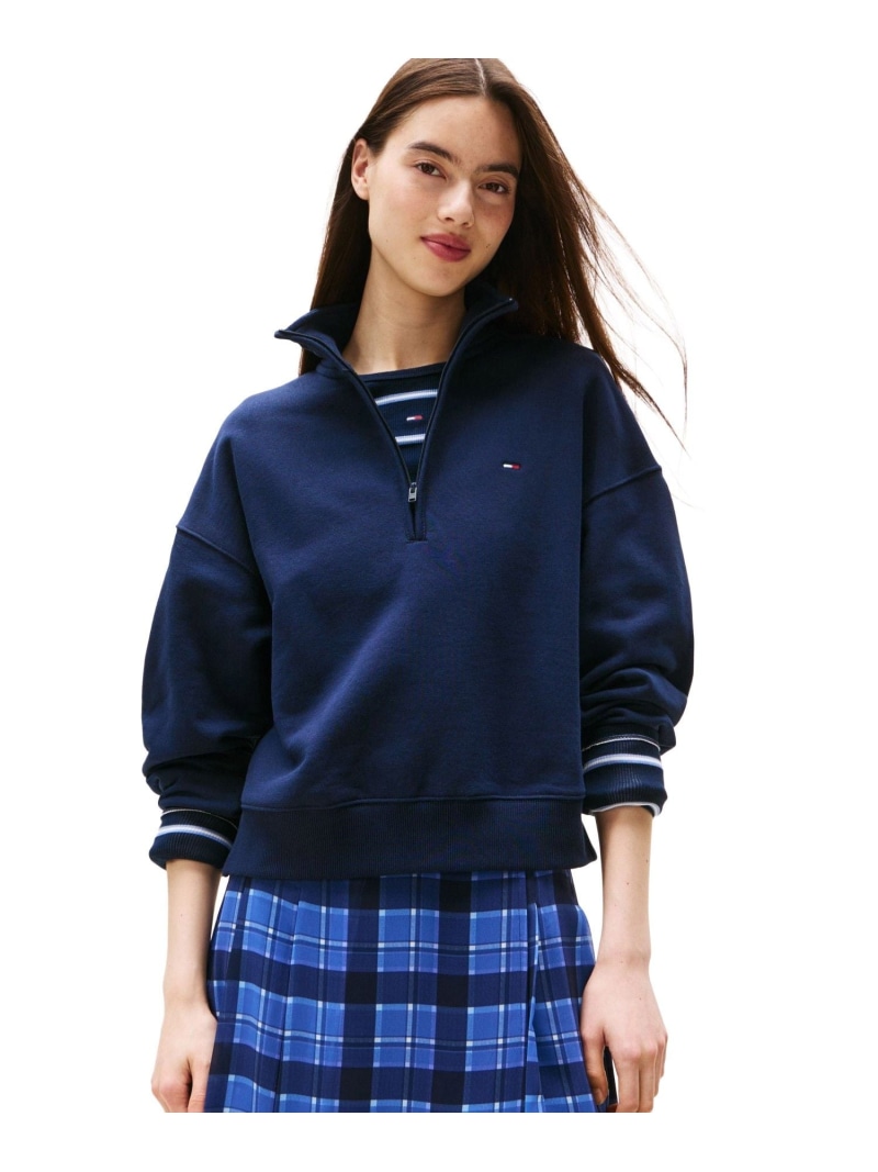 【SALE／40%OFF】ボクシィーハーフジップスウェット TOMMY JEANS トミーヒルフィガー トップス スウェット・トレーナー ネイビー パープル【RBA_E】【送料無料】[ Fashion]