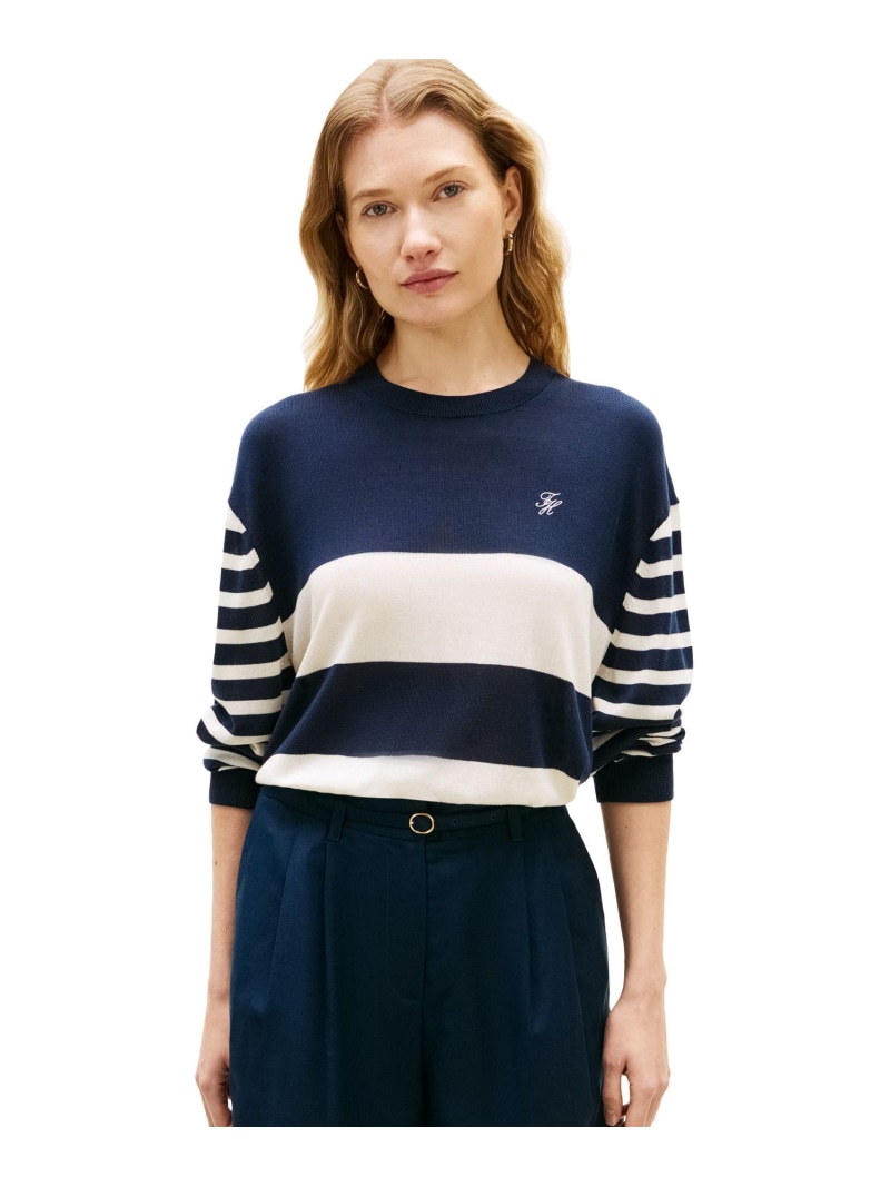ライトレイヤリングロングスリーブクルーネックセーター TOMMY HILFIGER トミーヒルフィガー トップス ニット ネイビー【送料無料】[ Fashion]
