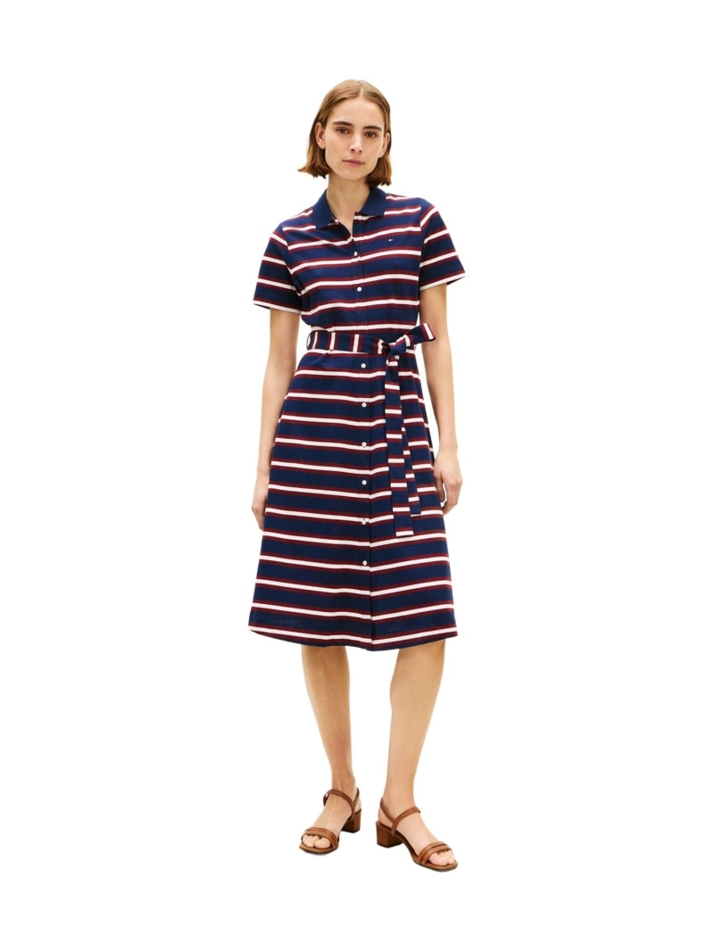 ローブフィット&フレアポロミディショートスリーブワンピース TOMMY HILFIGER トミーヒルフィガー ワンピース・ドレス その他のワンピース・ドレス ブラック ネイビー【送料無料】[ Fashion]