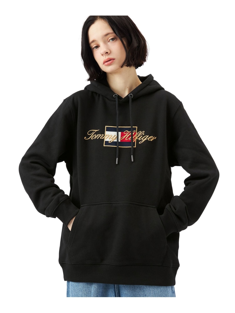 ゴールドエンブロイダーフーディー TOMMY HILFIGER トミーヒルフィガー トップス スウェット・トレーナー ホワイト ブラック【送料無料】[ Fashion]