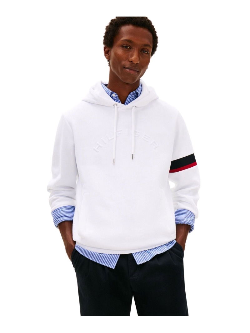 【SALE／40%OFF】エンボスロゴフーディー TOMMY HILFIGER トミーヒルフィガー トップス スウェット・トレーナー ホワイト グレー【RBA_E】【送料無料】[ Fashion]｜TOMMY HILFIGER