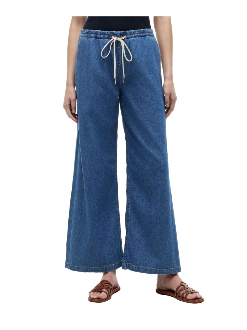 【公式】エラスティックウエストワイドレッグパンツ 26SS TOMMY HILFIGER トミーヒルフィガー パンツ ジーンズ・デニムパンツ ブルー【送料無料】[ Fashion]｜TOMMY HILFIGER