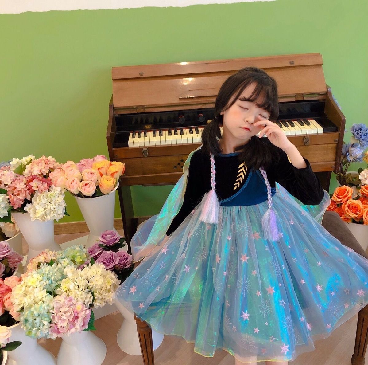 楽天市場】裏起毛 こどもドレス プリンセスドレス エルサ女の子 長袖