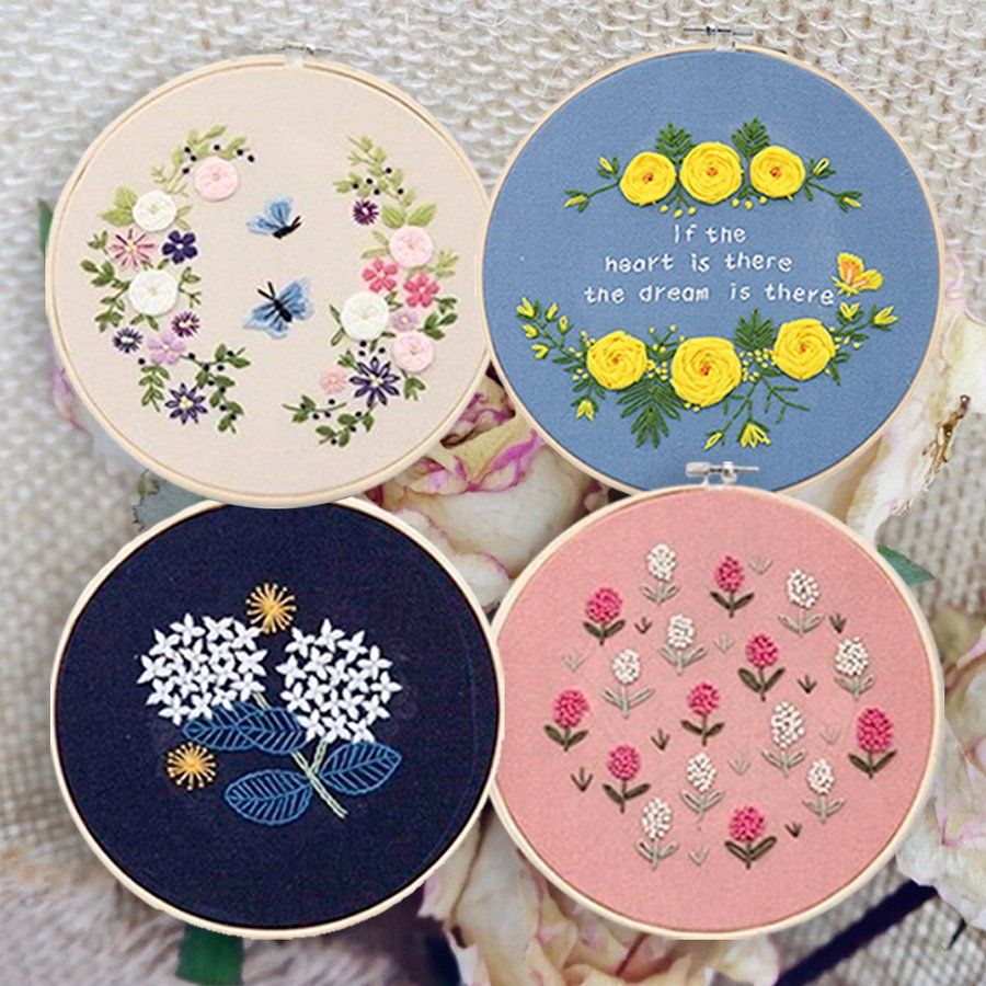 刺繍キット クロスステッチ 花柄 図案 バラ 手芸キット フランス刺繍 糸 針 DIY サンプラー 刺繍枠 ツール付き 初心者 簡単 やり方  立体パンジーの花柄 手作り | OTオンラインショップ