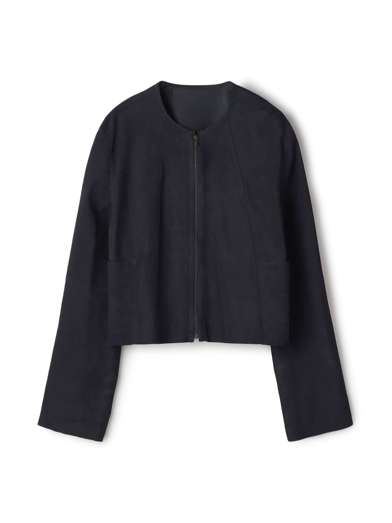 【SALE／40%OFF】ゴートスエード ショートジップブルゾン BACCA トゥモローランド ジャケット・アウター ブルゾン・ジャンパー ブラウン ネイビー【RBA_E】【送料無料】[ Fashion]