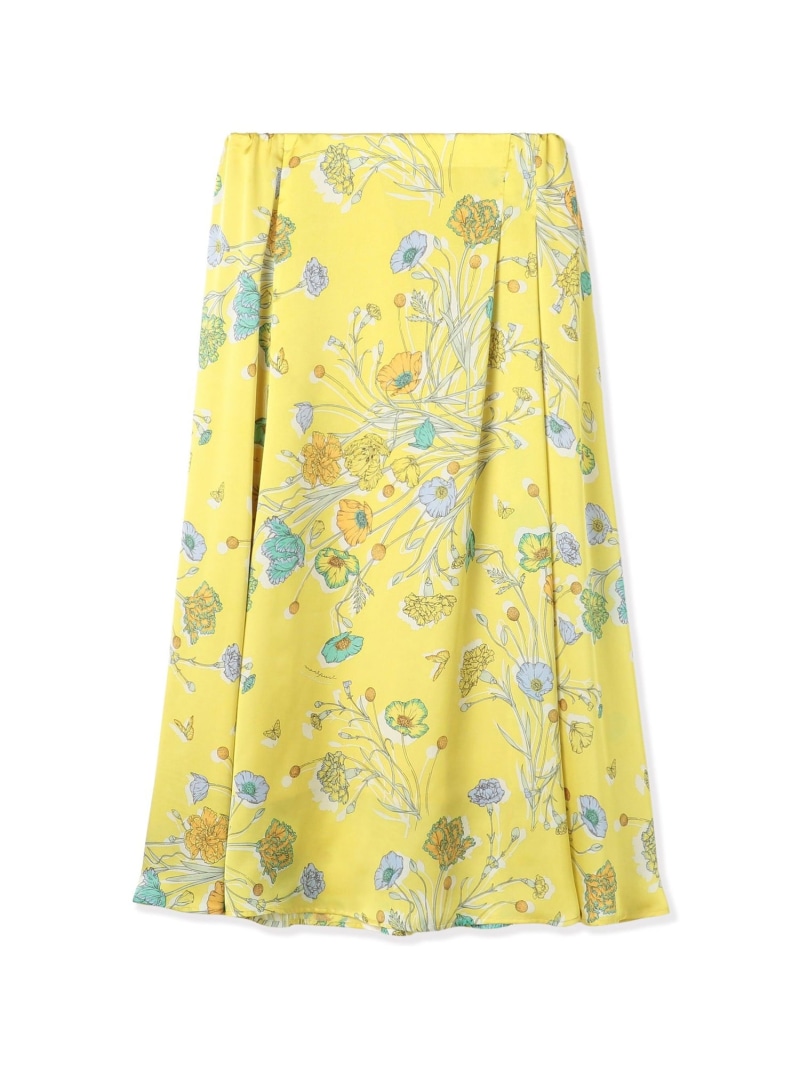 【別注】manipuri for Ballsey Collage Bloom アシンメトリータックスカート Ballsey トゥモローランド スカート ミディアムスカート ホワイト イエロー【送料無料】[ Fashion]