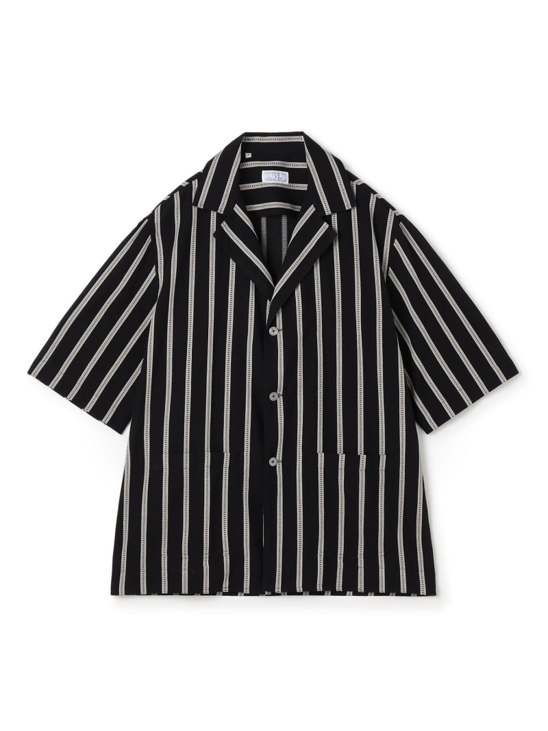 【別注】Salvatore Piccolo CUBA コットンストライプ オープンカラー ハーフスリーブシャツ TOMORROWLAND MEN トゥモローランド トップス シャツ・ブラウス ブラック【送料無料】[ Fashion]