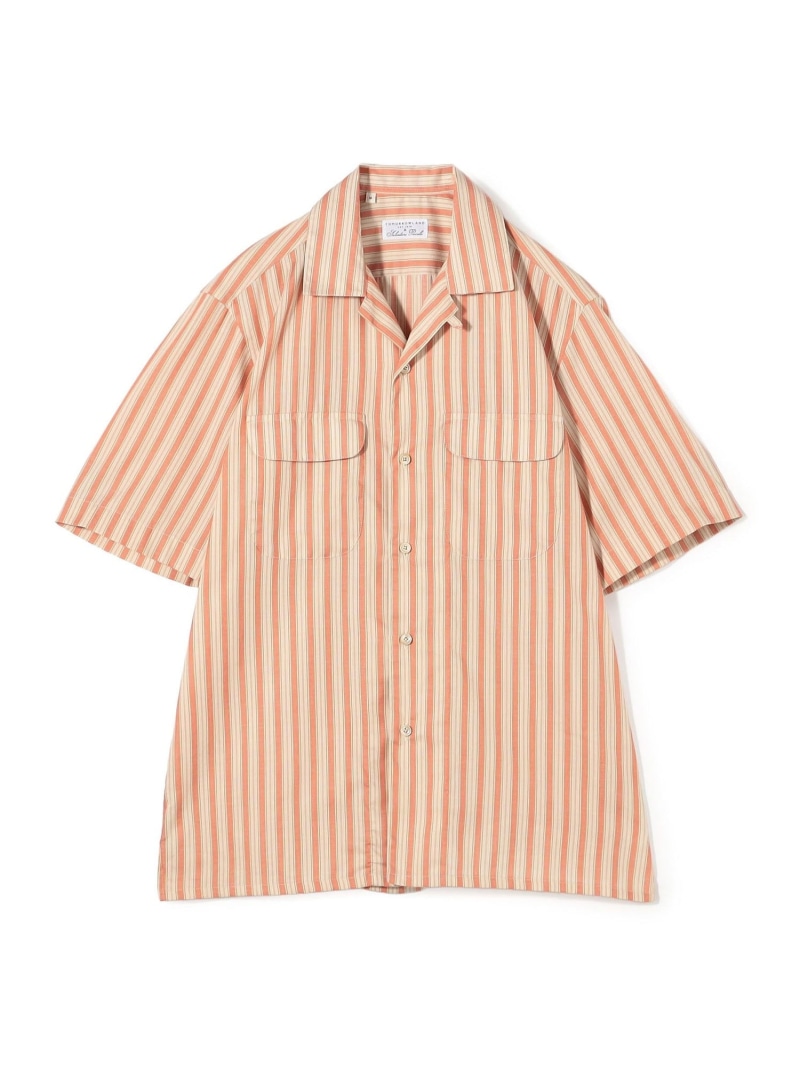 【別注】Salbatore Piccolo BRYAN コットンレーヨンストライプ オープンカラー ハーフスリーブシャツ TOMORROWLAND MEN トゥモローランド トップス シャツ・ブラウス レッド【送料無料】[ Fashion]