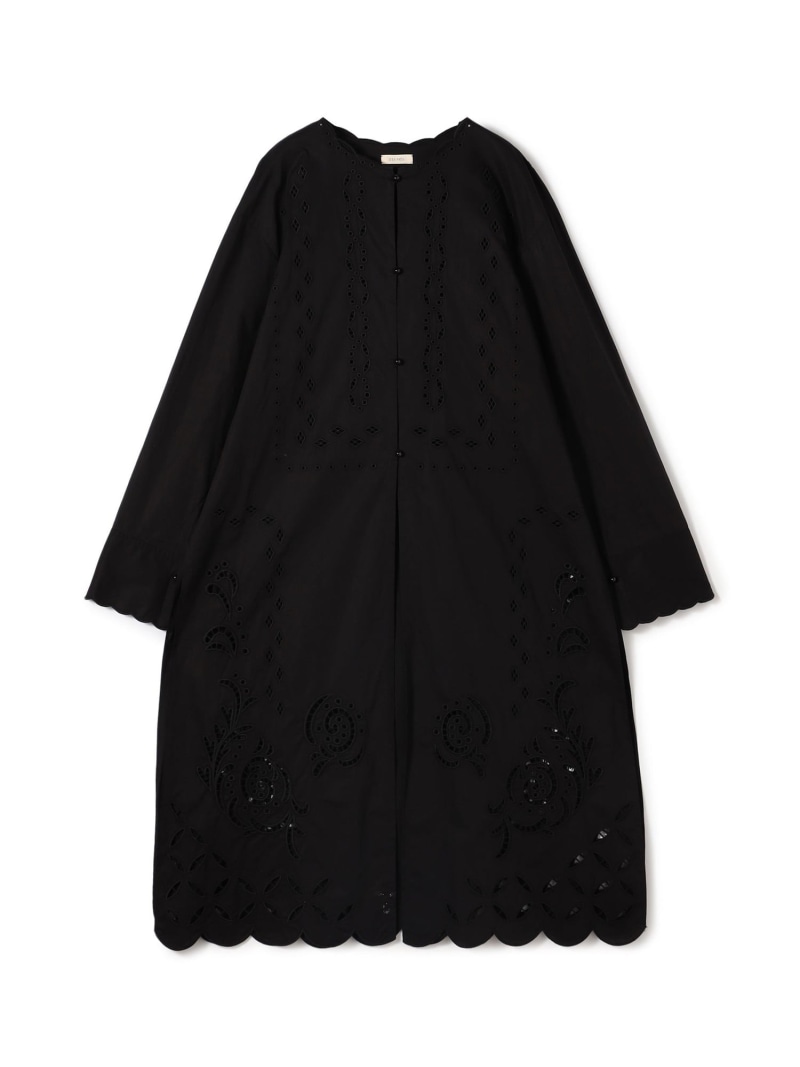 【SALE／40%OFF】カットワークエンブロイダリー クルーネックシャツワンピース DES PRES トゥモローランド ワンピース・ドレス ワンピース ブラック ホワイト【RBA_E】【送料無料】[ Fashion]