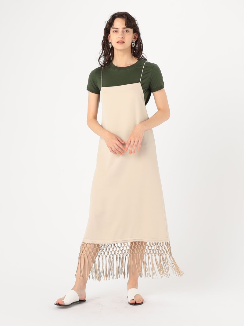 【SALE／50%OFF】フリンジコンビ キャミソールワンピース Ballsey トゥモローランド ワンピース・ドレス ワンピース ベージュ【RBA_E】【送料無料】[ Fashion]｜TOMORROWLAND