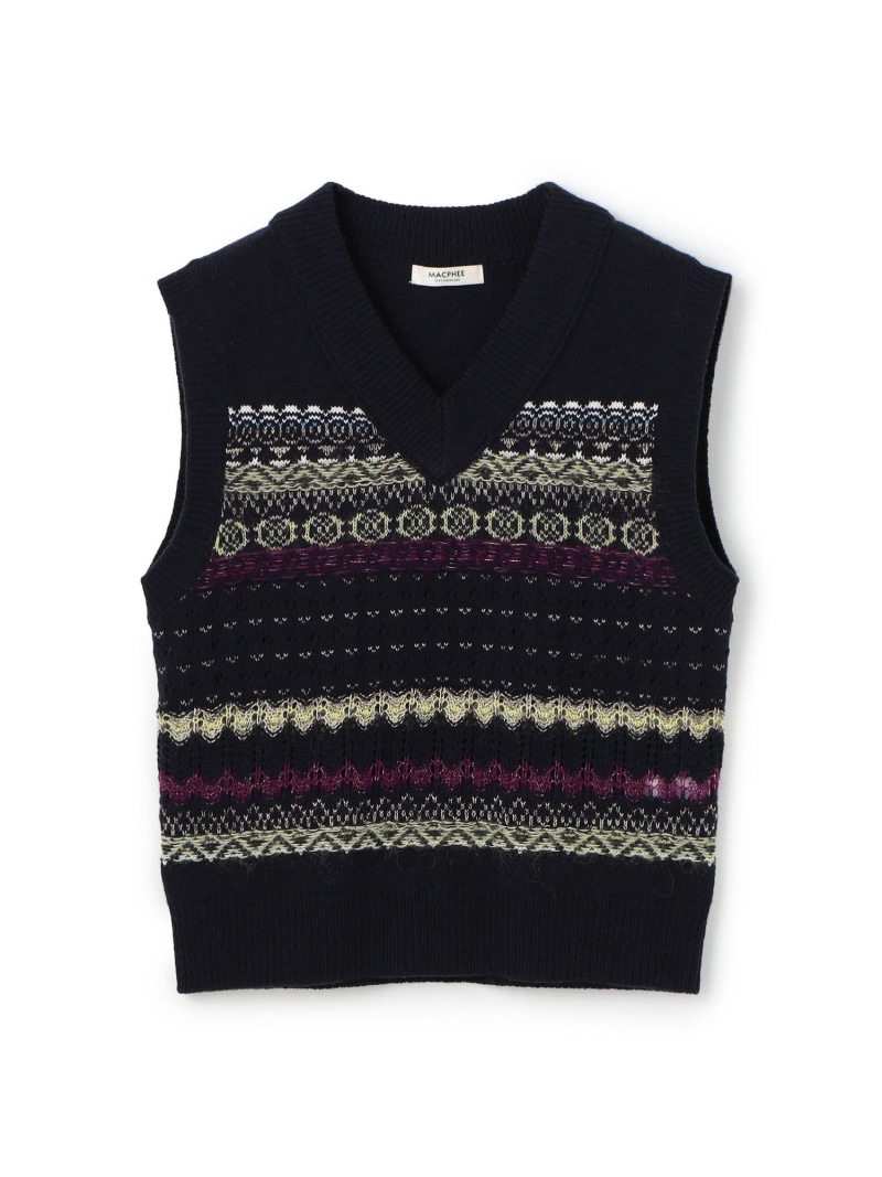 マカフィー MACPHEE 黒 ベスト ブラック ピケ スクエアネック ジレ マカフィー MACPHEE 黒 ベスト ブラック ピケ スクエアネック