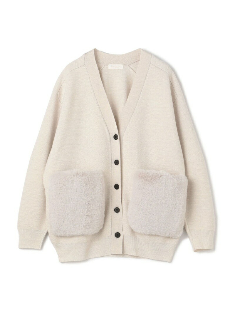 ウールポリエステルミラノリブ ファーポケットカーディガン Ballsey