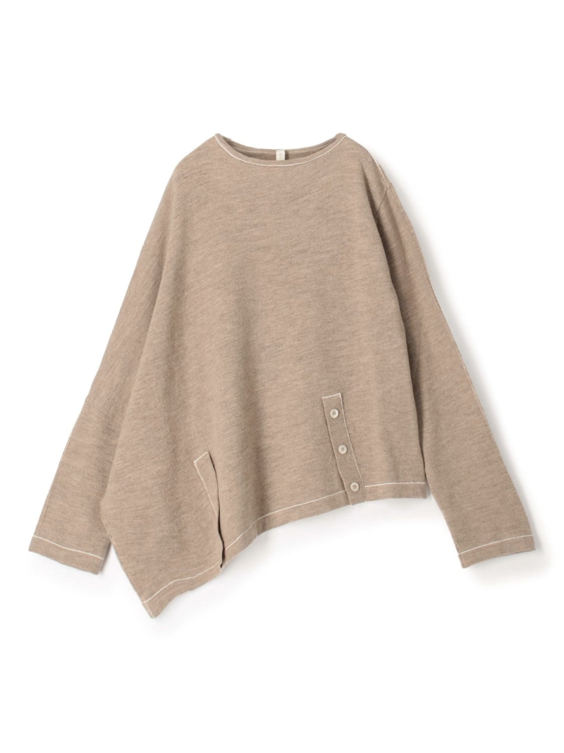 【SALE／50%OFF】LAUREN MANOOGIAN STITCH アシンメトリープルオーバー TOMORROWLAND GOODS トゥモローランド トップス ニット ベージュ ブラック【RBA_E】【送料無料】[ Fashion]