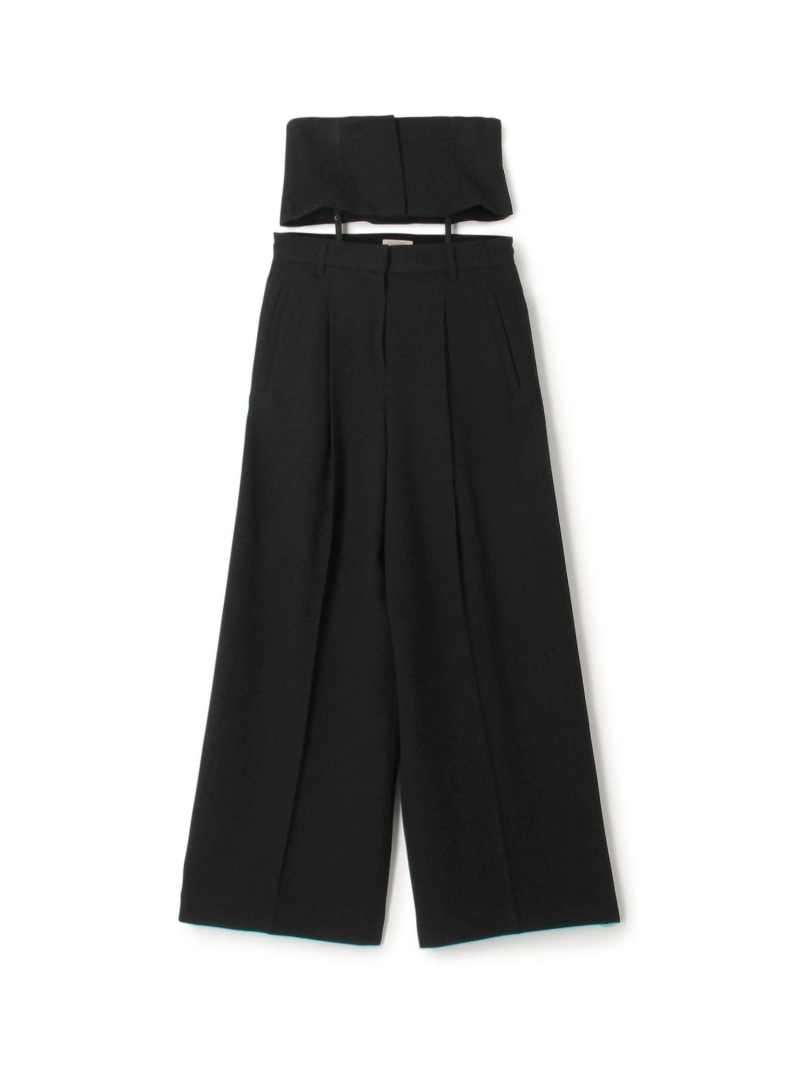 【SALE／40%OFF】ウールジョーゼット コルセット付きタックワイドパンツ DES PRES トゥモローランド パンツ スラックス・ドレスパンツ ブラック グレー【RBA_E】【送料無料】[ Fashion]
