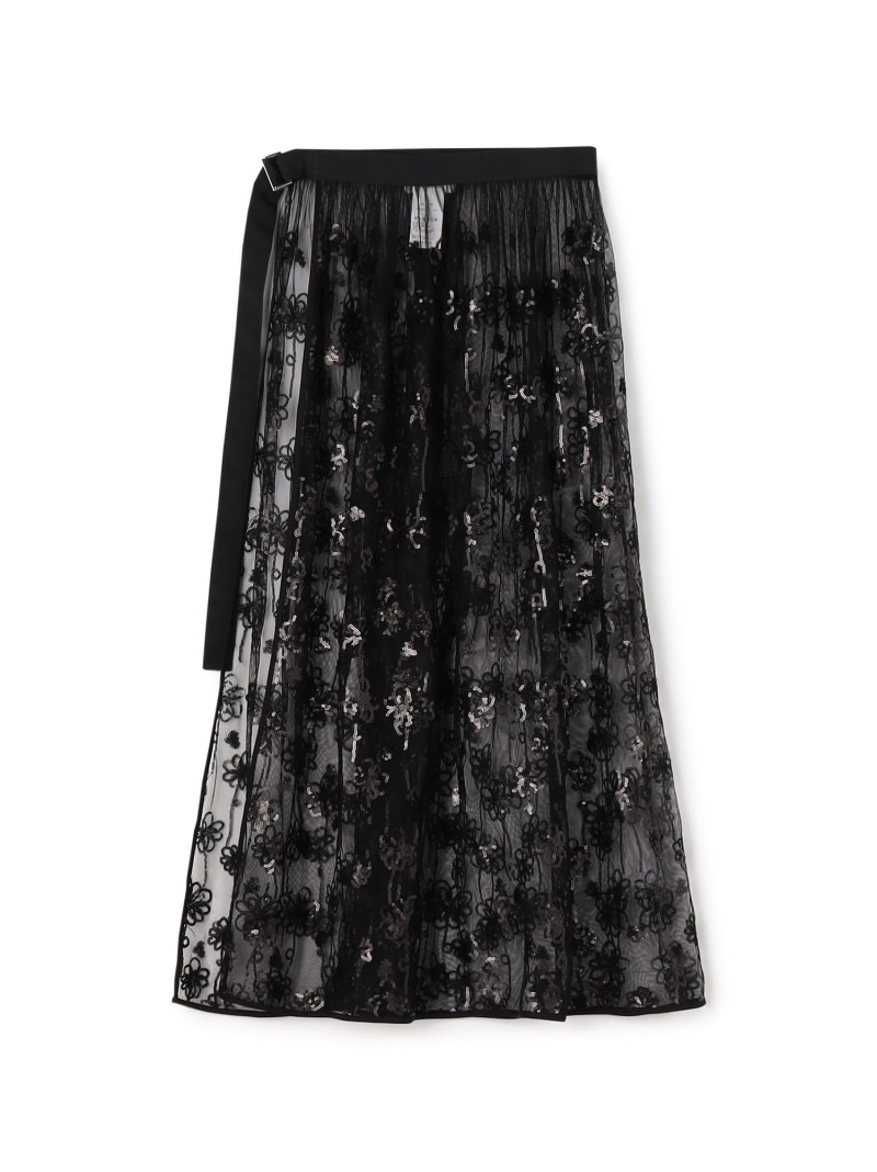【SALE／70%OFF】メッシュスパンコール ラップスカート MACPHEE トゥモローランド スカート ロング・マキシスカート ブラック イエロー【RBA_E】【送料無料】[ Fashion]｜TOMORROWLAND
