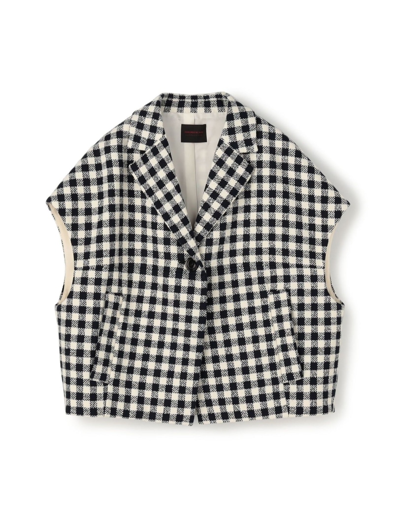 【SALE／40%OFF】タムタムギンガム ノッチドカラージレ TOMORROWLAND collection トゥモローランド トップス ベスト・ジレ ネイビー【RBA_E】【送料無料】[ Fashion]