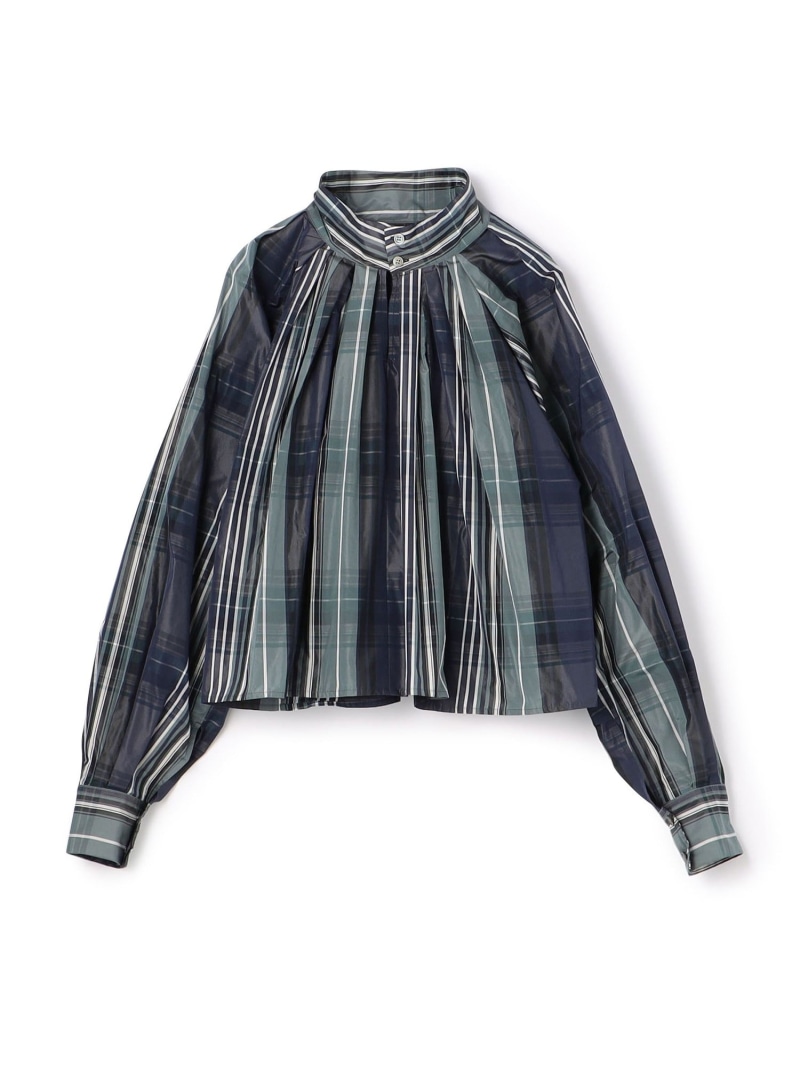 【SALE／30%OFF】ライトタフタ スタンドカラーブラウス GALERIE VIE トゥモローランド トップス シャツ・ブラウス ブルー【RBA_E】【送料無料】[ Fashion]