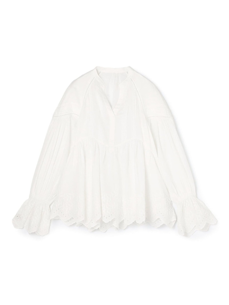 ne Quittez pas Cotton Voile Gather ブラウス TOMORROWLAND BUYING WEAR トゥモローランド トップス シャツ・ブラウス ホワイト グリーン【送料無料】[ Fashion]｜TOMORROWLAND