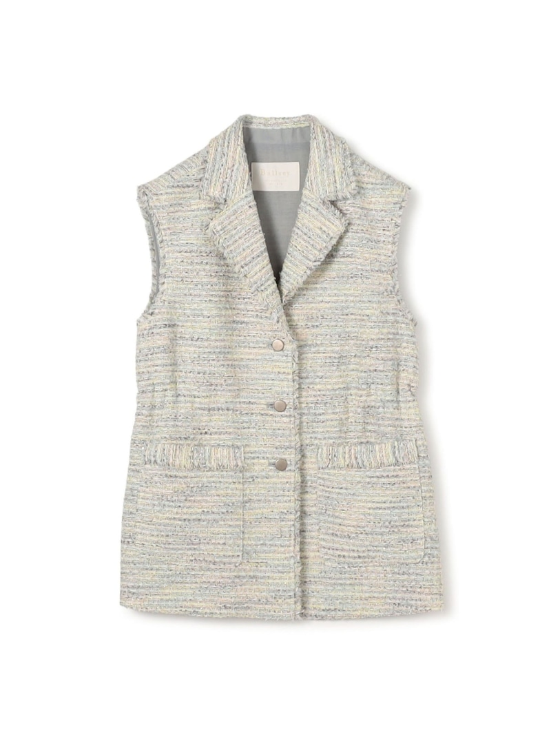 メランジツイード テーラーカラージレ Ballsey トゥモローランド トップス ベスト・ジレ ホワイト【送料無料】[ Fashion]｜TOMORROWLAND
